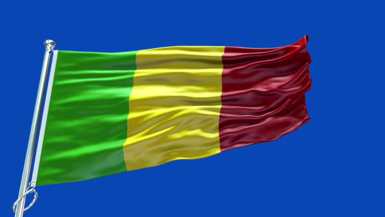 4k Highly Detailed Flag Of Mali - Mali Flag High Detail - National flag Mali wave Pattern loopable Elements