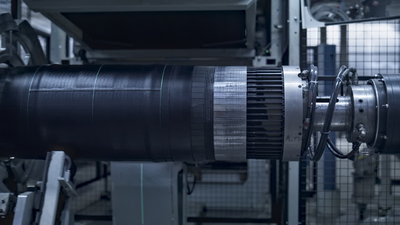 현대 타이어 생산 자동 인쇄 산업 공장에서 검은 고무 테이프