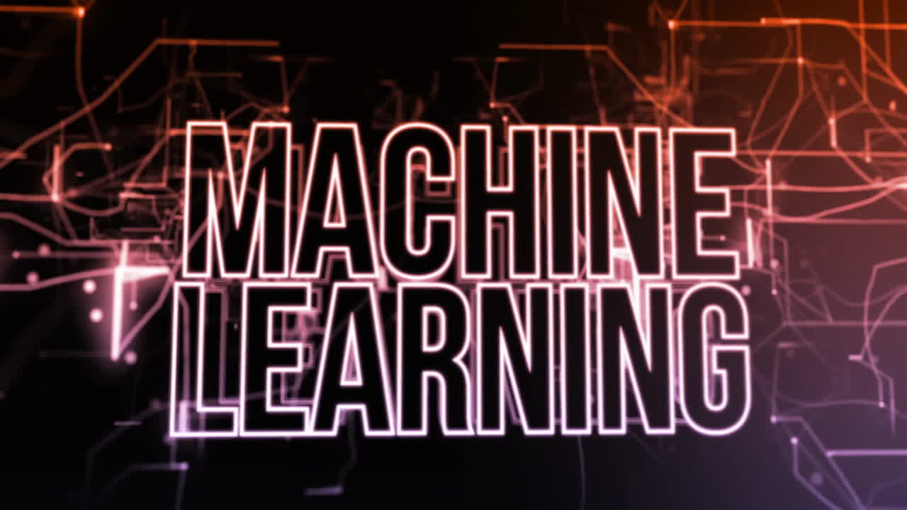 Animation of machine learning and connections on black background