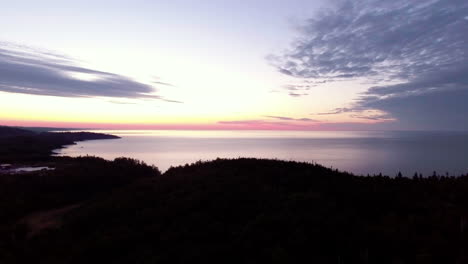 aerial view of lake superior at sunset