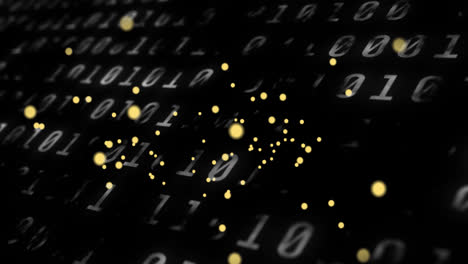 Animation of dolar and bitcoin sing over binary coding