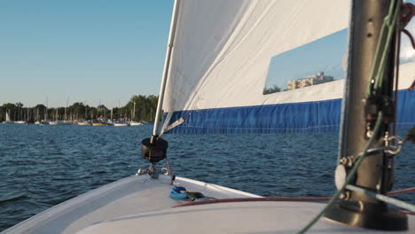 pov view from sailboat bow on minneapolis lake bde maka ska