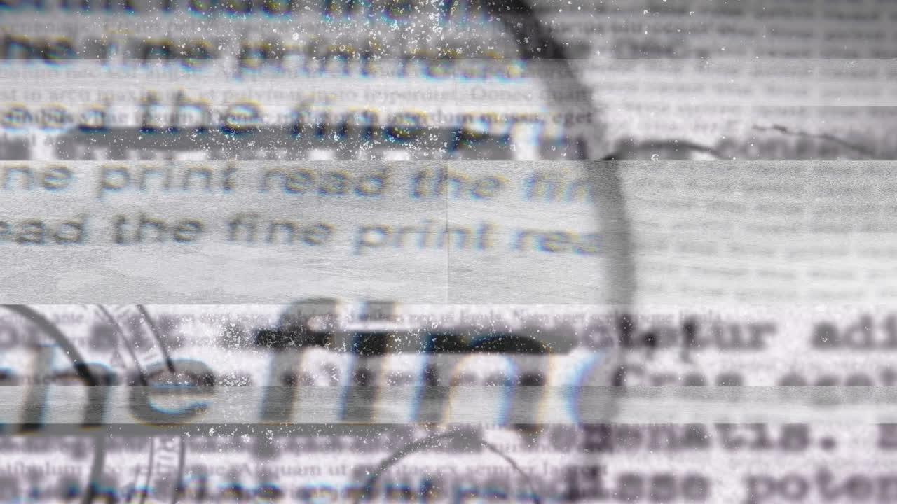 Animation of magnifying glass over text on white background