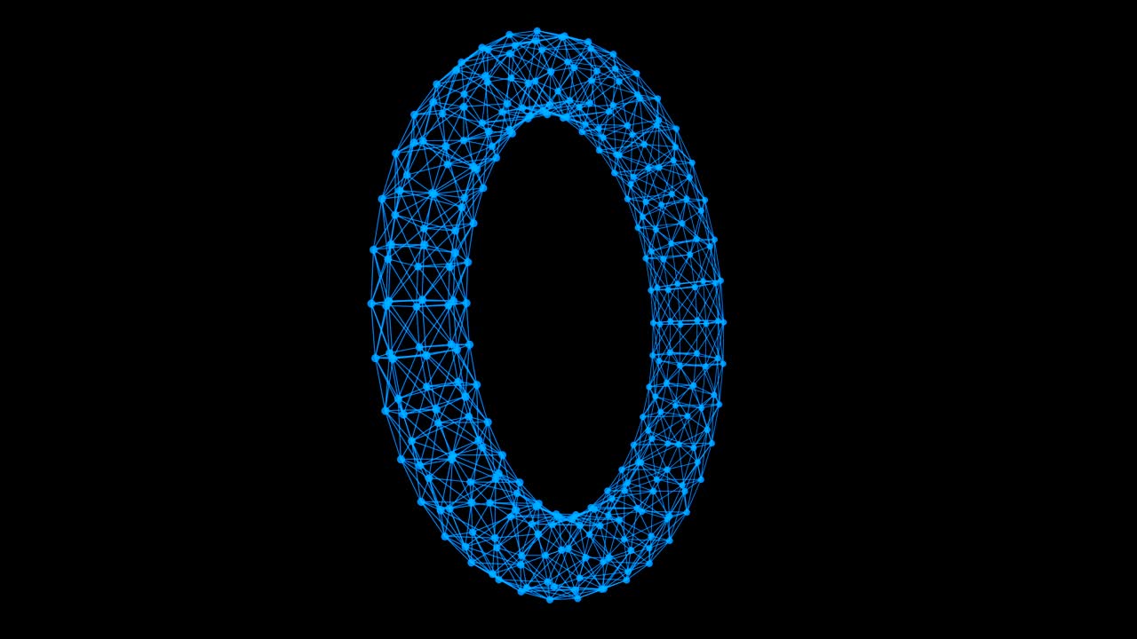 Wireframe ring. Cloud computing and global network connection lines and spheres in futuristic technology concept on black background. 3d abstract graphic design illustration