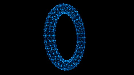 anillo de wireframe. computación en la nube y líneas de conexión de red global y esferas en concepto de tecnología futurista en fondo negro. ilustración de diseño gráfico abstracto en 3d