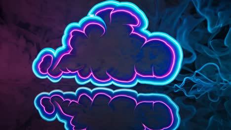nube de neón en el humo con reflejo