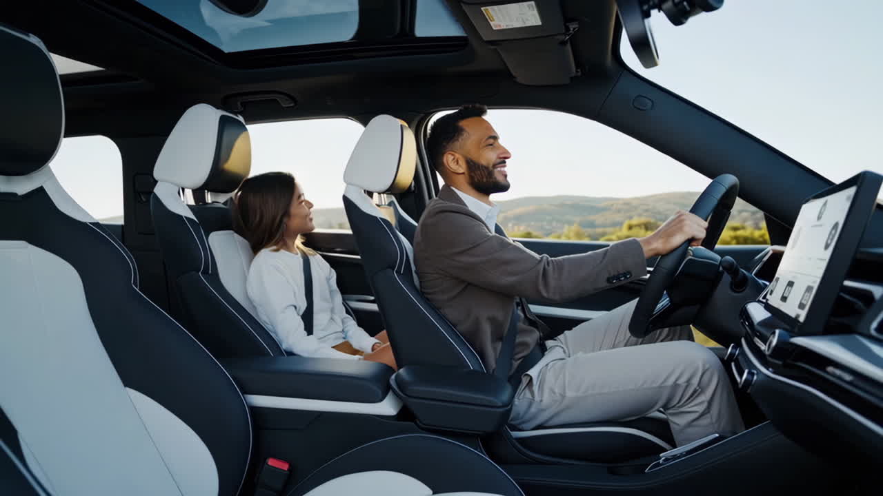 Father and Daughter Enjoying a Road Trip