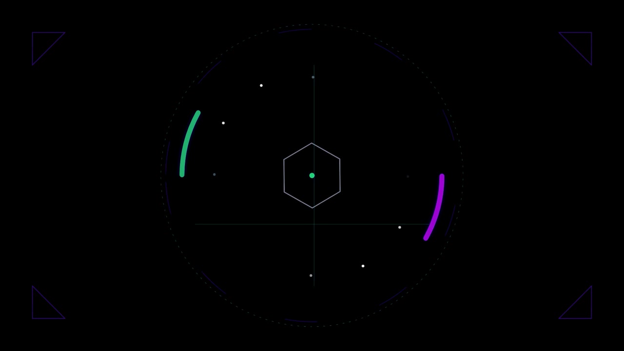 Abstract Digital HUD Interface with Rotating Geometric Elements