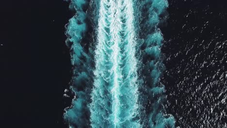 aerial view of a ship's wake