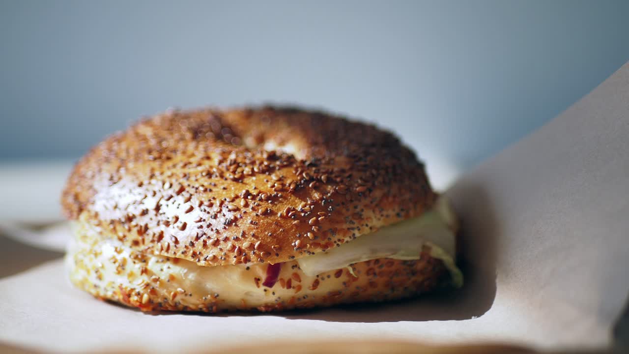 Close-up of a Bagel Sandwich