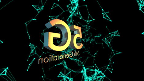 animación de texto de 5g 5a generación sobre redes de conexiones sobre fondo negro