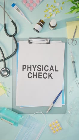 vertical video of physical check written on medical paper