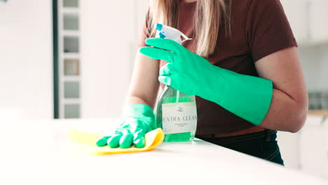 cloth, hands and person cleaning table