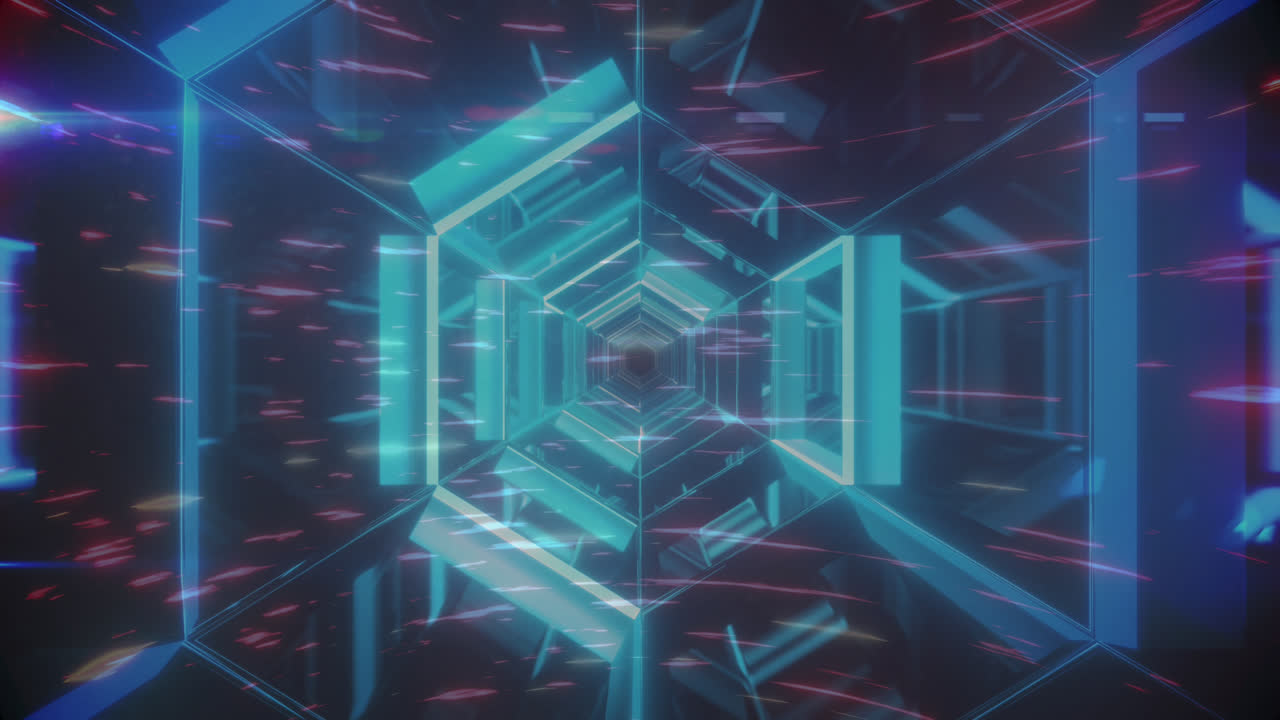 Animation of light trails over digital tunnel