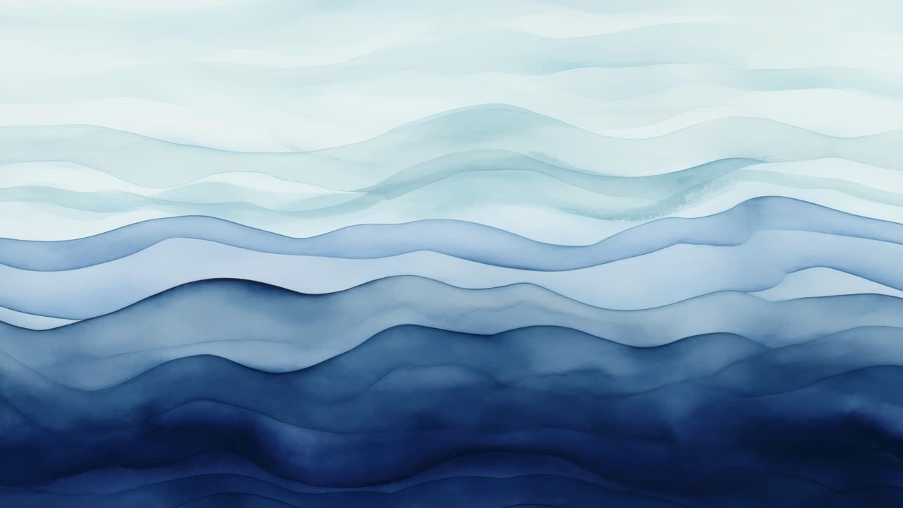 Abstract video concept with wavy blue layers resembling ocean waves