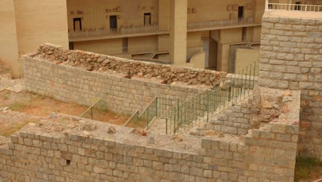 Pan-shot-of-Roman-Amphitheater-ruins-in-Sagunto-in-Spain