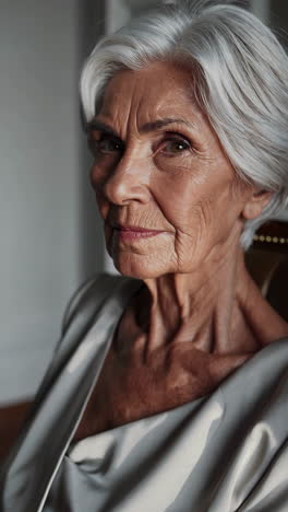 portrait of an elderly woman with white hair
