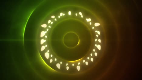 Animation-of-christmas-decoration-fairy-lights-with-copy-space-over-green-circles