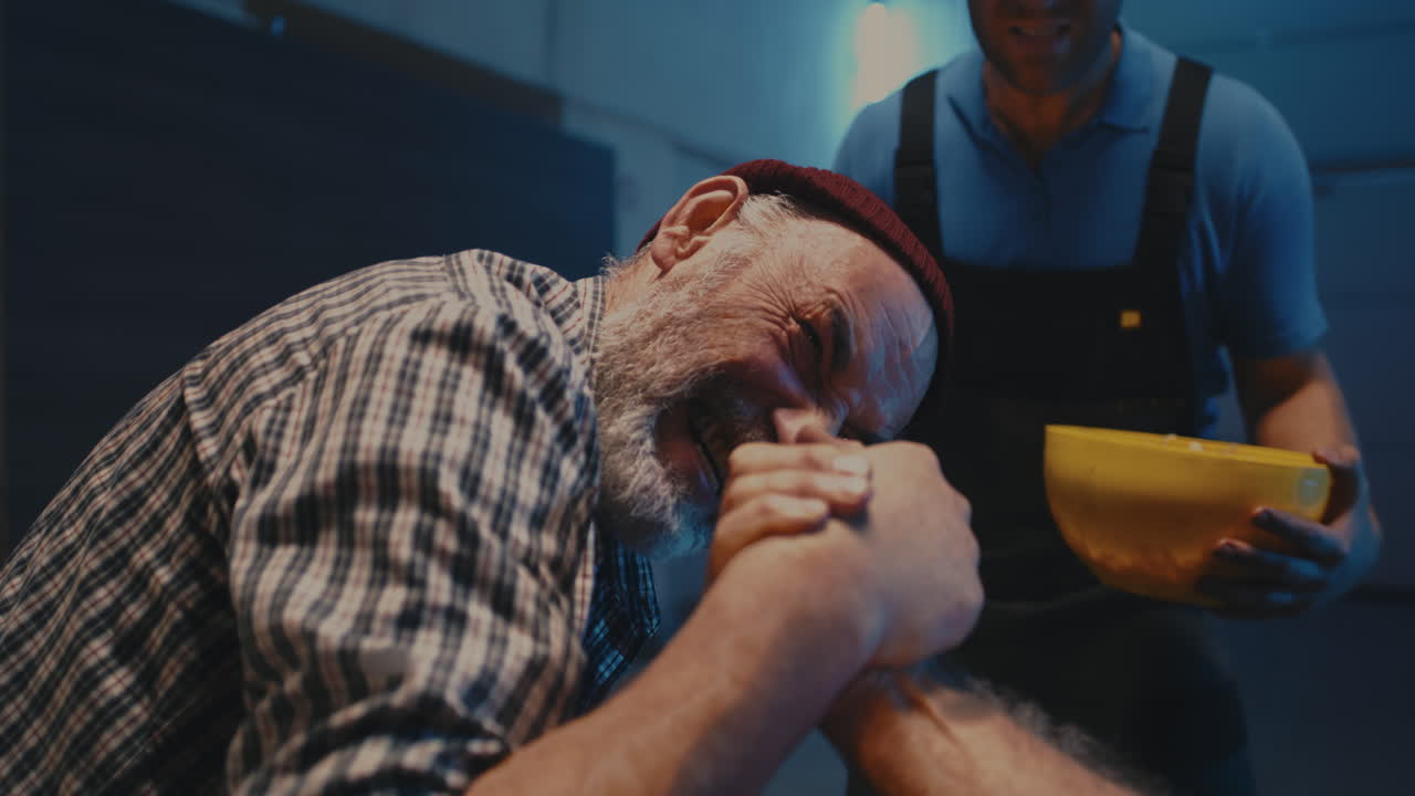 Intense Arm Wrestling Match Among Friends
