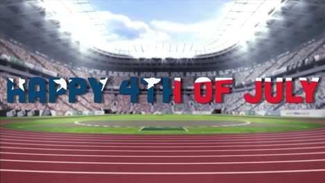 animation of independence day text over sports stadium