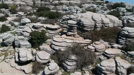 Flying-over-the-Torcal-de-Antequera,-natural-area