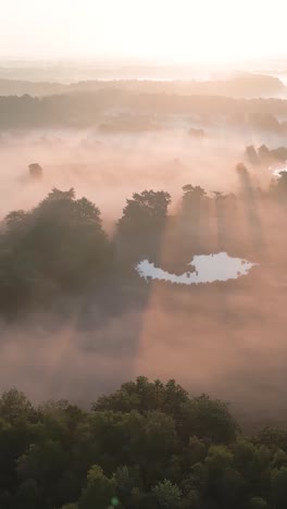 misty sunrise landscape view from above