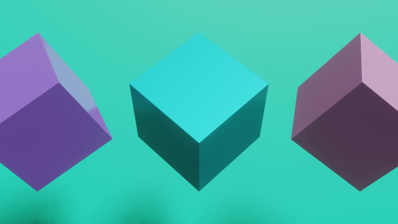 cajas multicolores animadas que se mueven sobre un fondo verde. animación 3d de bucle sin costuras abstracto moderno