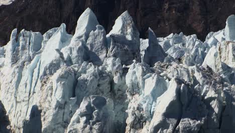 close-up of the jagged peaks of a glacier in alaska