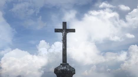 holy cross on heaven clouds background cinemagraph