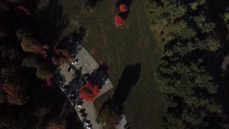 fall scene drone shot top down