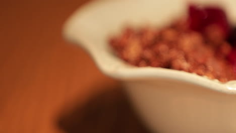 a delicious bowl of flakes and berries for breakfast -close up