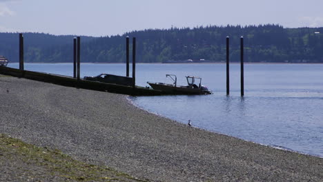 small, nondescript fishing loading onto trailer from public boat launch ramp at camano island state park, wa state