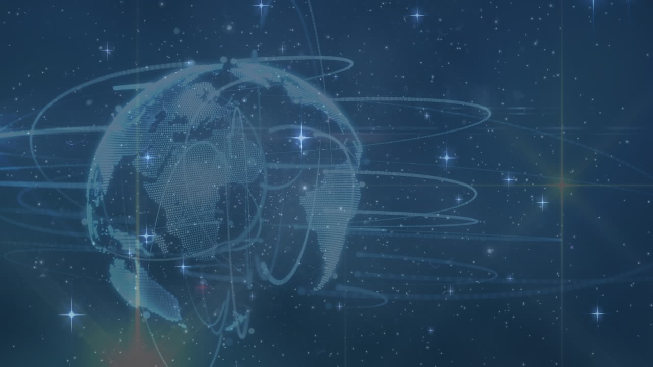 Animation of globe and data on navy background