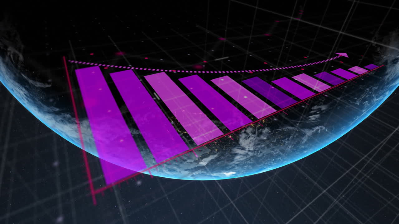 animación del procesamiento de datos financieros en todo el mundo