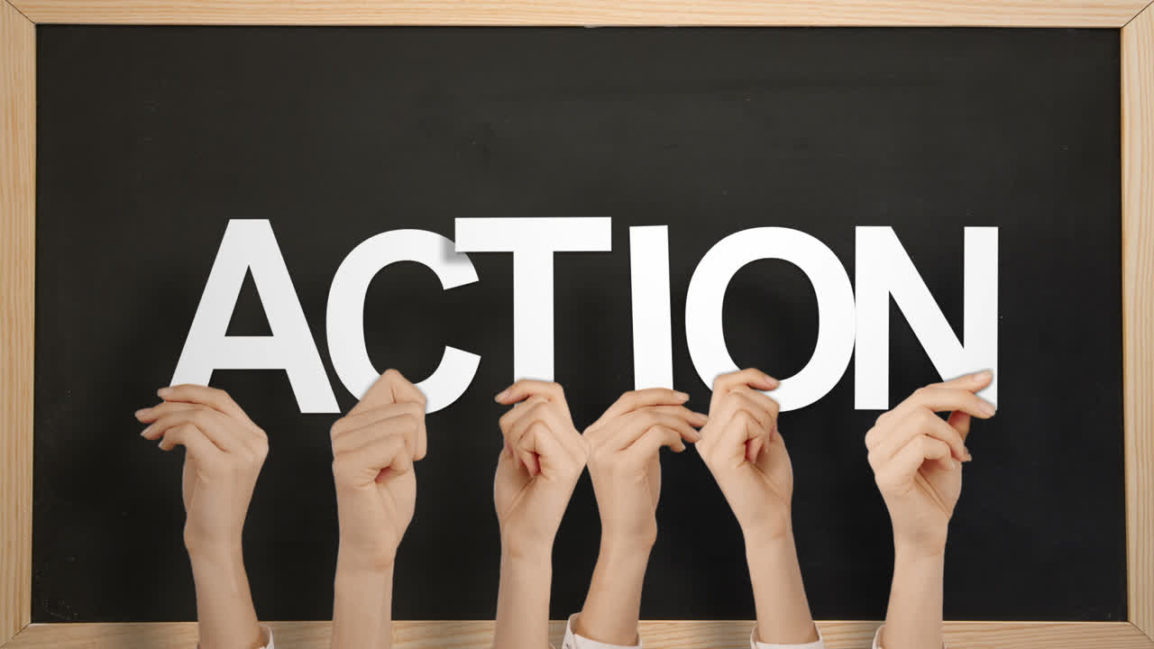 손을 들고 행동을