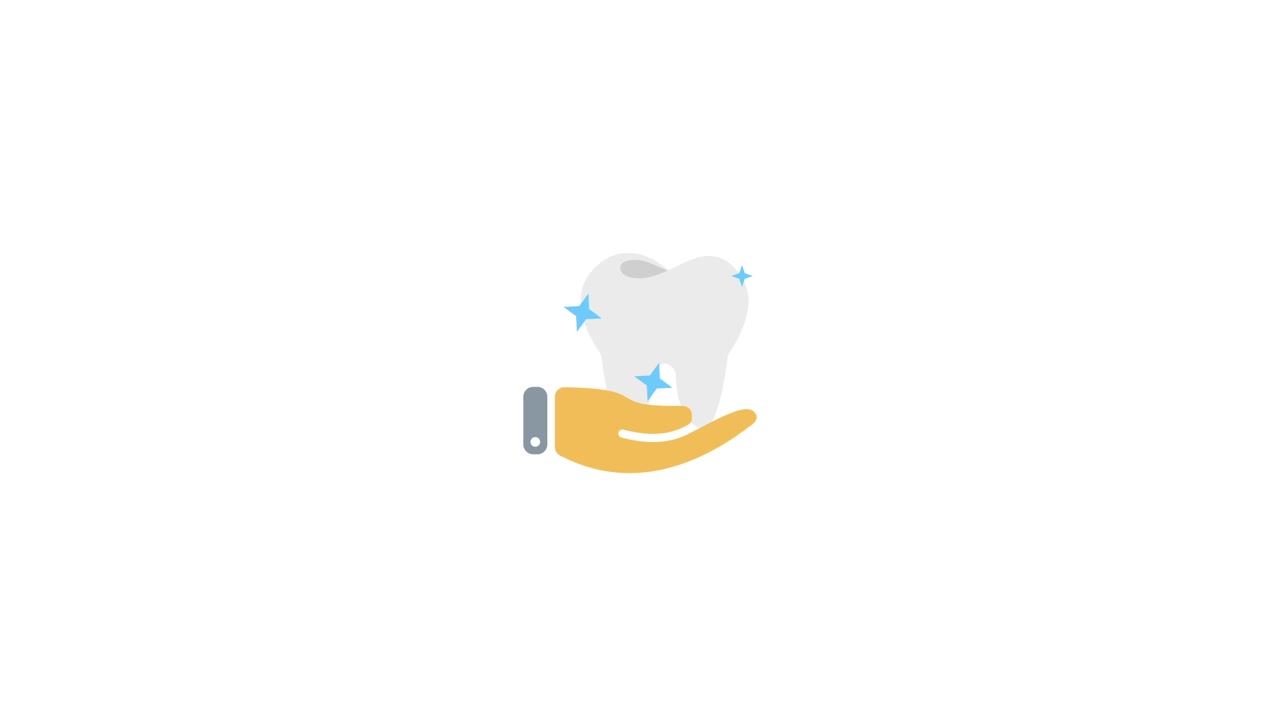 Dental Care Icon with Hand Holding a Sparkling Tooth
