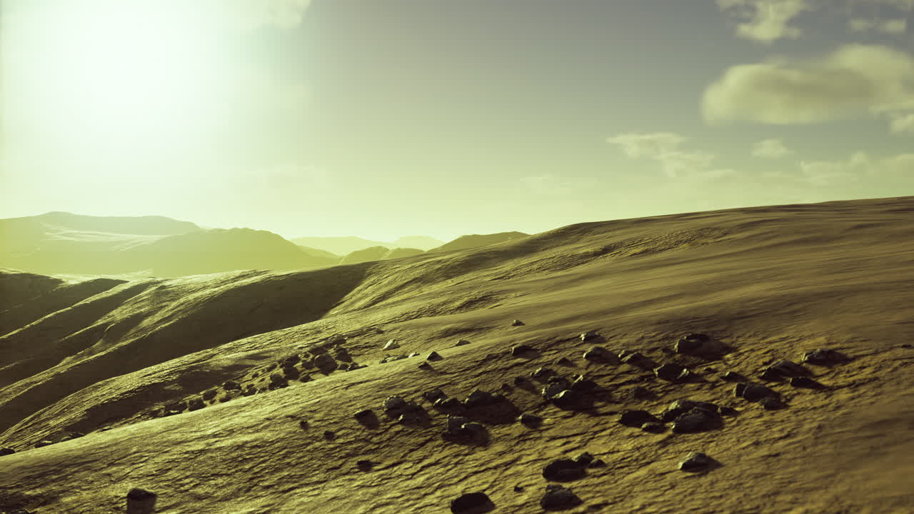 Breathtaking landscape unveils a serene evening on an alien planet