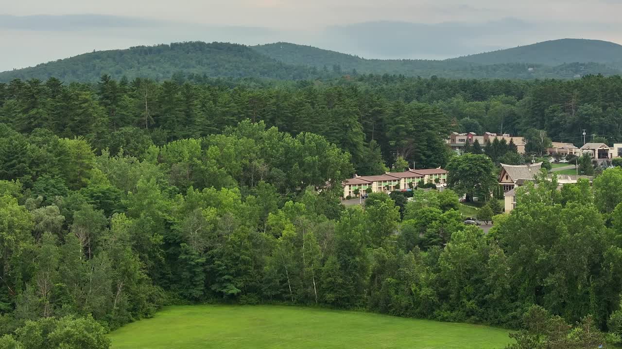 Lake George mountainside drone view