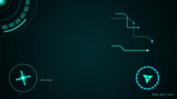 Futuristic Digital Interface with Glowing HUD Elements and Data Lines