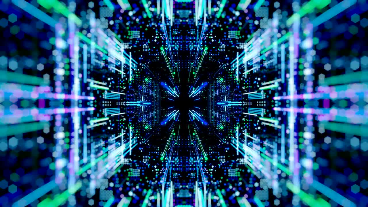 Abstract digital virtual city. Scanning city for hackers attack concept. 3D render 4K loop