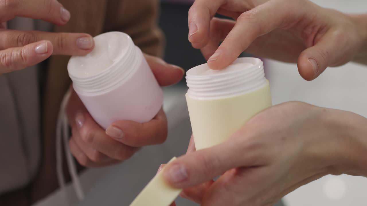 Buying Cream In Cosmetics Store