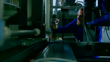 robotic engineer checking control box in warehouse 4k