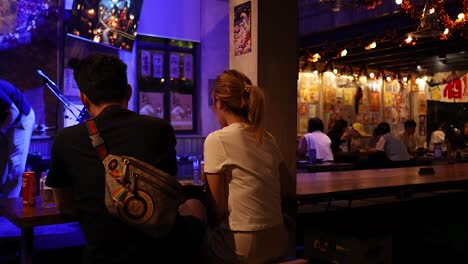 couple enjoying live music in a restaurant