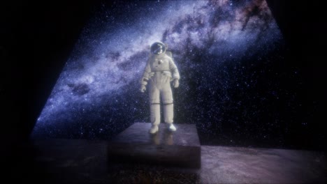 astronauta en una base espacial en el espacio profundo
