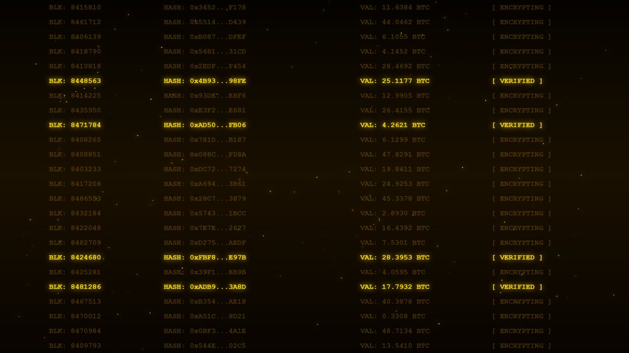 Digital Blockchain Transaction Ledger Displaying Real-Time Data