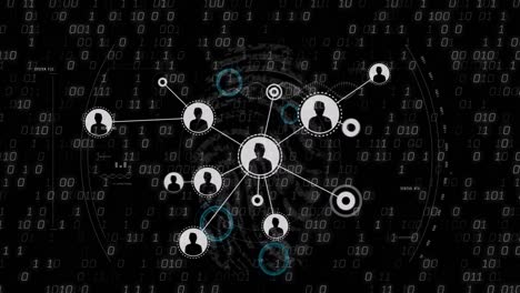 animación del procesamiento de datos sobre un fondo negro