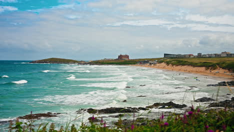 panoramic view of over the cornish coastline in the united kingdom