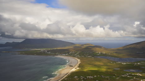 Time-Lapse-of-Cloudy-Mountains-and-Hills-on-Wild-Atlantic-Way-in-Ireland