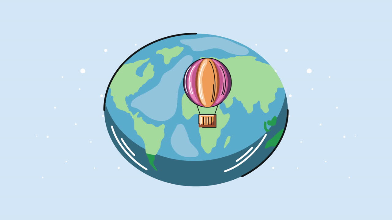 globo de aire caliente sobre la tierra