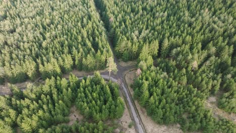 countryside crossroads leading onwards whatever direction. aerial, rotate
